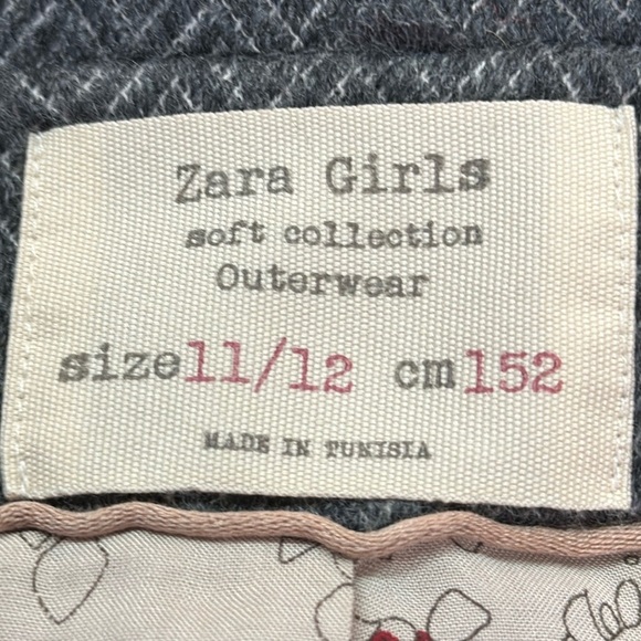 Zara Girls Soft Collection Grey Chevron Two Button Pockets Blazer S 11/12 NWT - Picture 4 of 8